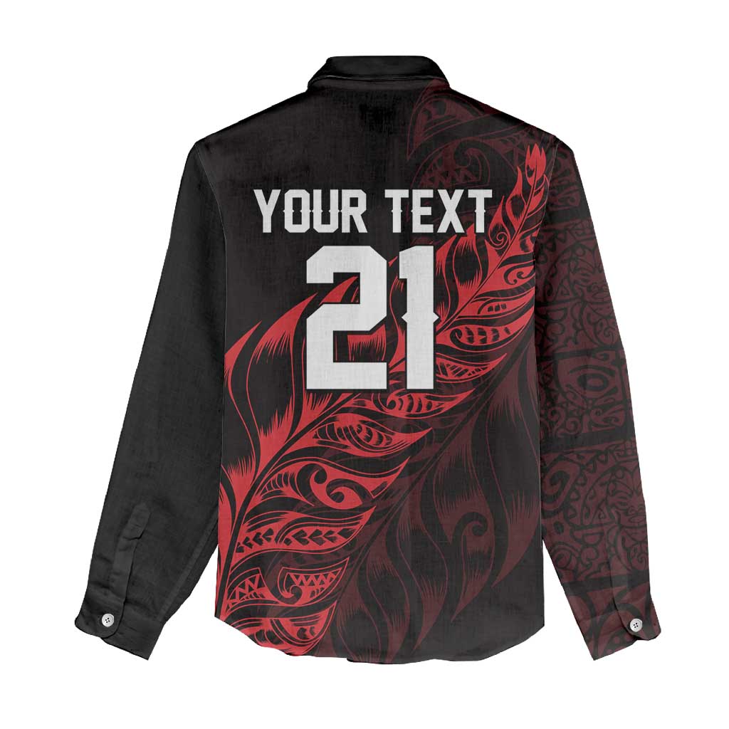 New Zealand Lawn Bowls Custom Women Casual Shirt Red Maori Warrior Tribal Silver Fern - Aussie Hoodie