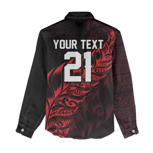 New Zealand Lawn Bowls Custom Women Casual Shirt Red Maori Warrior Tribal Silver Fern - Aussie Hoodie