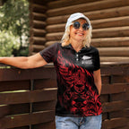 New Zealand Lawn Bowls Custom Women Polo Shirt Red Maori Warrior Tribal Silver Fern - Aussie Hoodie