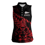 New Zealand Lawn Bowls Custom Women Sleeveless Polo Shirt Red Maori Warrior Tribal Silver Fern - Aussie Hoodie