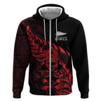 New Zealand Lawn Bowls Custom Zip Hoodie Red Maori Warrior Tribal Silver Fern - Aussie Hoodie