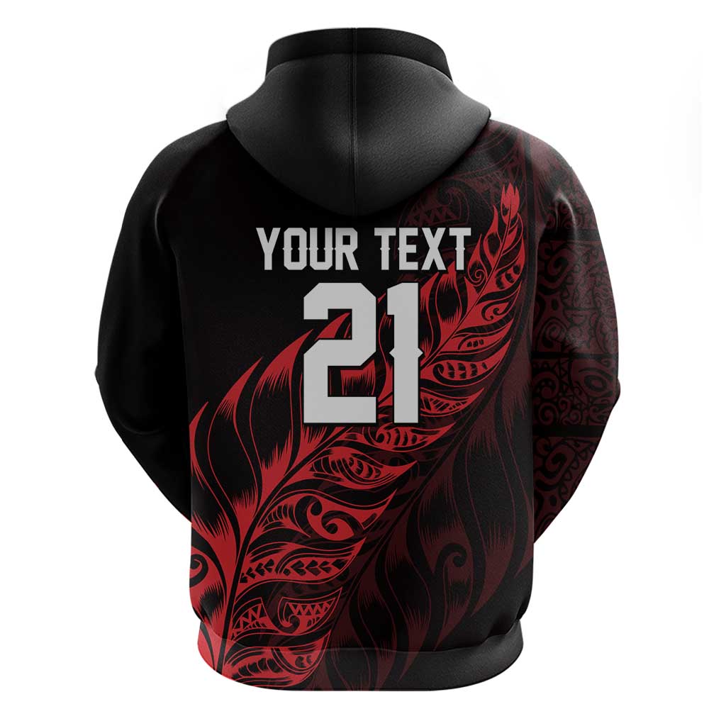 New Zealand Lawn Bowls Custom Zip Hoodie Red Maori Warrior Tribal Silver Fern - Aussie Hoodie