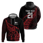 New Zealand Lawn Bowls Custom Zip Hoodie Red Maori Warrior Tribal Silver Fern - Aussie Hoodie