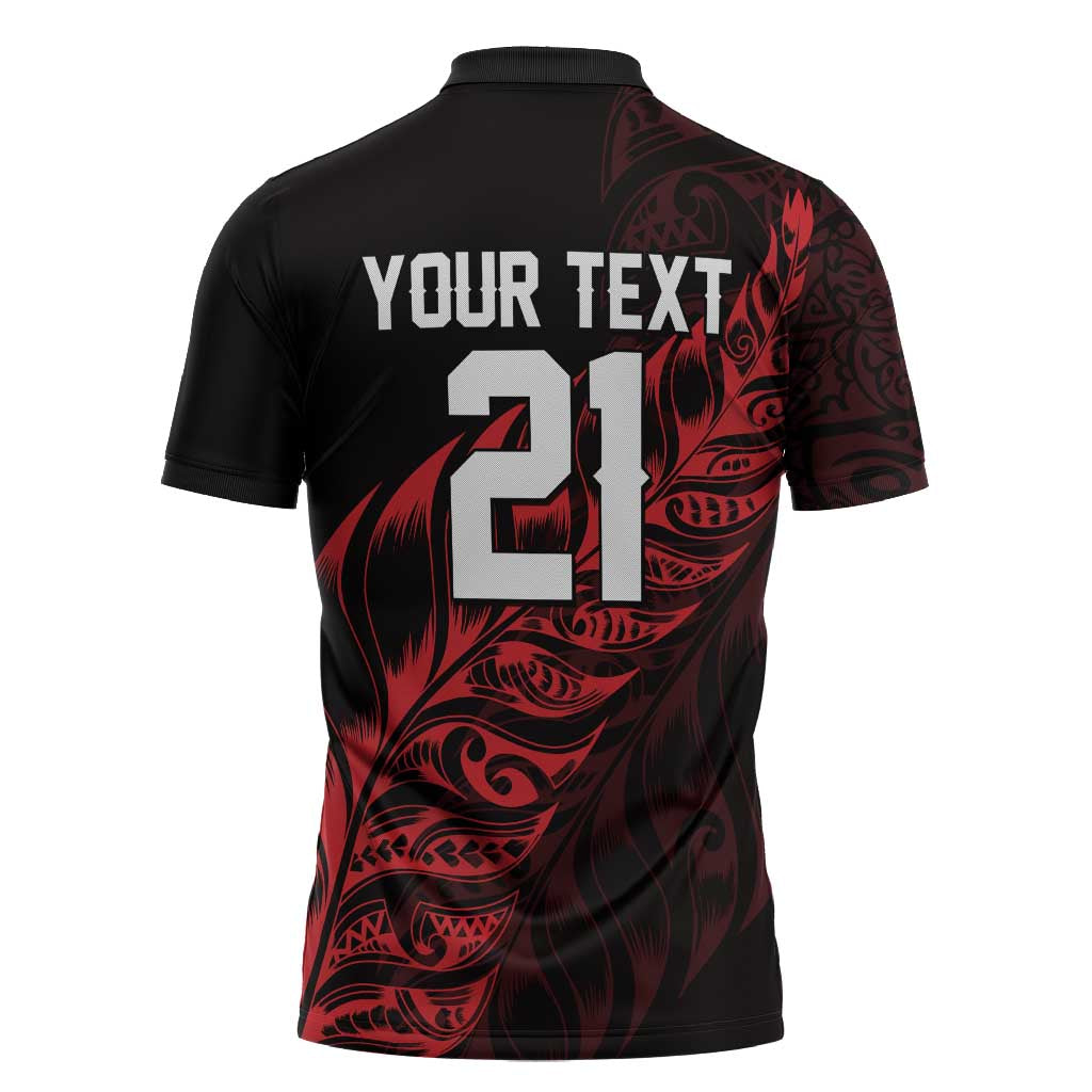 New Zealand Lawn Bowls Custom Zipper Polo Shirt Red Maori Warrior Tribal Silver Fern - Aussie Hoodie