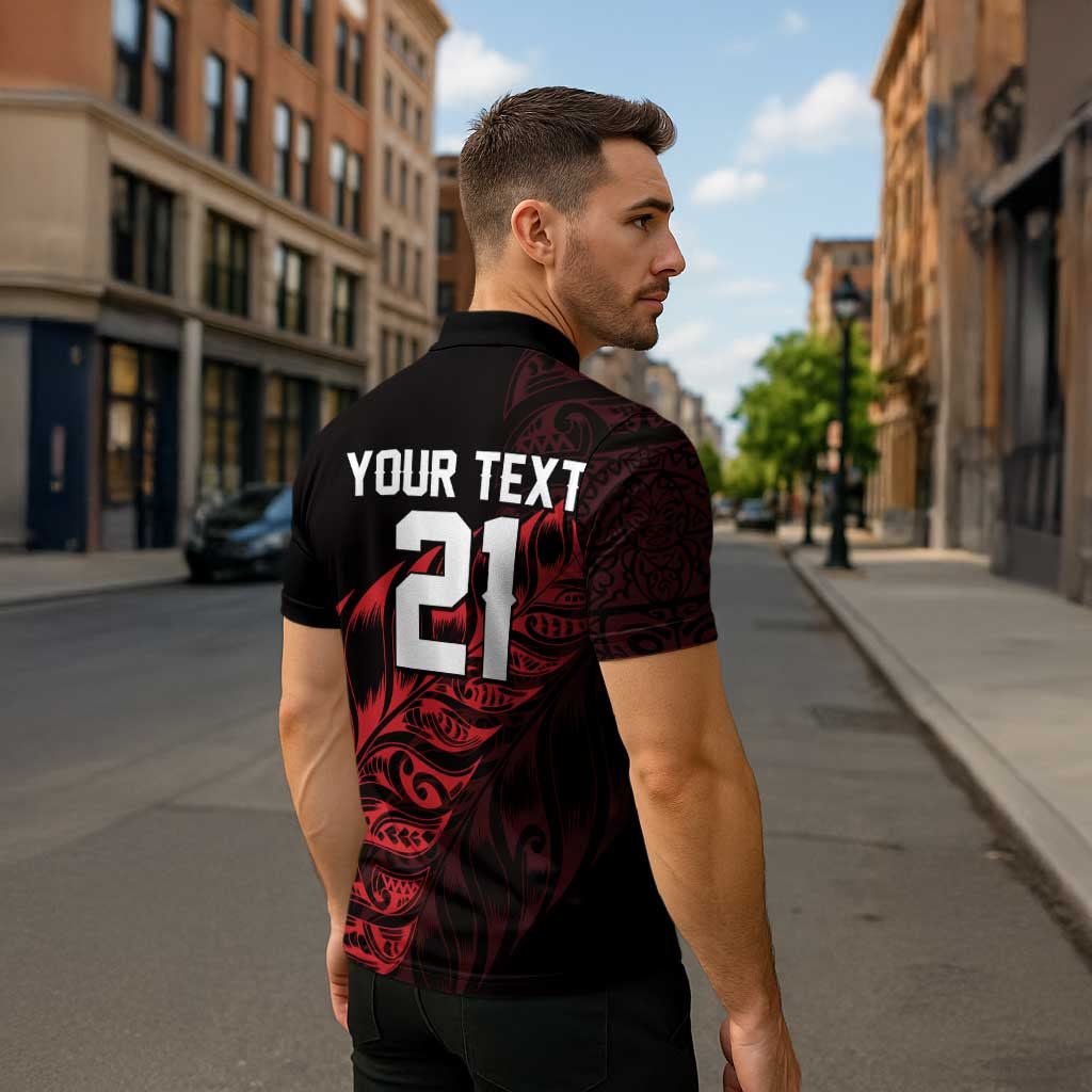 New Zealand Lawn Bowls Custom Zipper Polo Shirt Red Maori Warrior Tribal Silver Fern - Aussie Hoodie