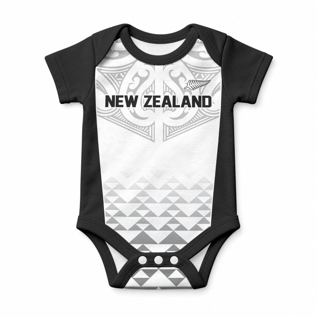 World Football 2026 New Zealand Custom Baby Onesie All White Fern Maori Tribal