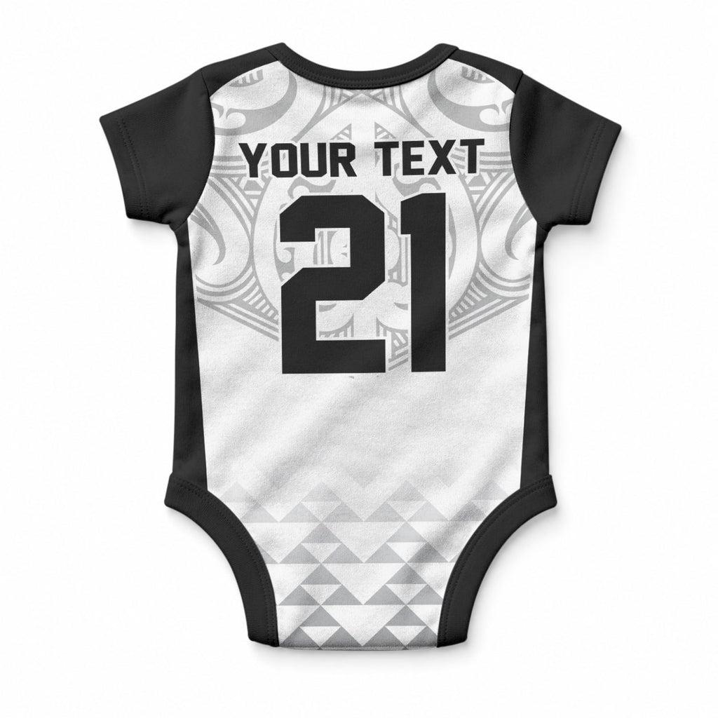 World Football 2026 New Zealand Custom Baby Onesie All White Fern Maori Tribal