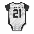 World Football 2026 New Zealand Custom Baby Onesie All White Fern Maori Tribal