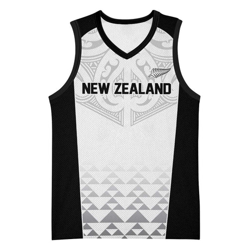 World Football 2026 New Zealand Custom Basketball Jersey All White Fern Maori Tribal - Aussie Hoodie