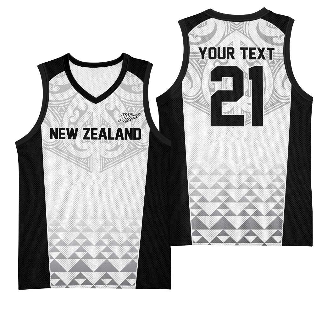 World Football 2026 New Zealand Custom Basketball Jersey All White Fern Maori Tribal - Aussie Hoodie