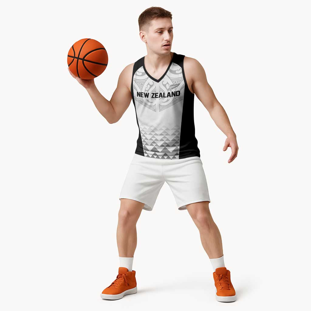 World Football 2026 New Zealand Custom Basketball Jersey All White Fern Maori Tribal - Aussie Hoodie