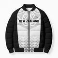 World Football 2026 New Zealand Custom Bomber Puffer Jacket All White Fern Maori Tribal - Aussie Hoodie