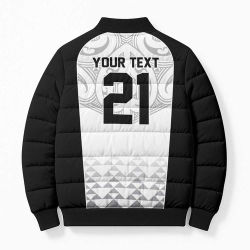 World Football 2026 New Zealand Custom Bomber Puffer Jacket All White Fern Maori Tribal - Aussie Hoodie