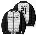 World Football 2026 New Zealand Custom Bomber Puffer Jacket All White Fern Maori Tribal - Aussie Hoodie