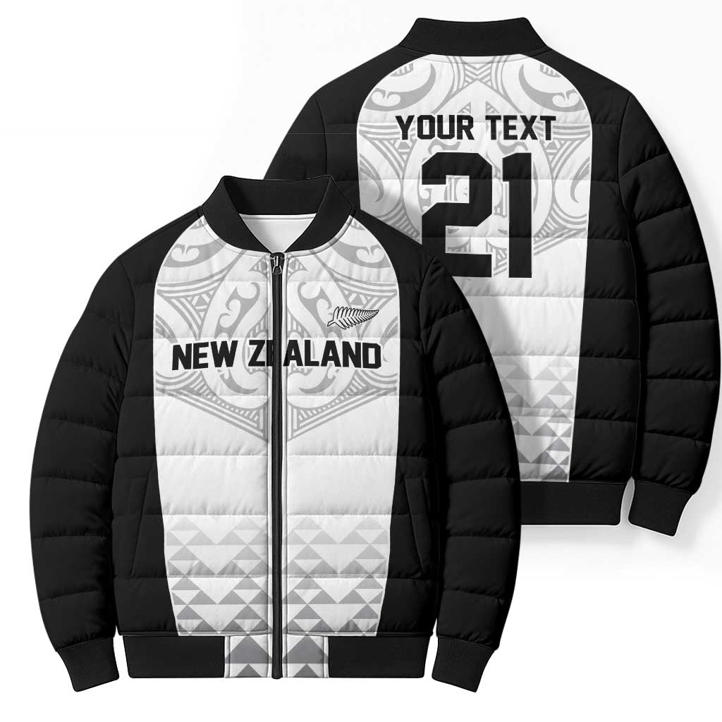 World Football 2026 New Zealand Custom Bomber Puffer Jacket All White Fern Maori Tribal - Aussie Hoodie