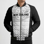 World Football 2026 New Zealand Custom Bomber Puffer Jacket All White Fern Maori Tribal - Aussie Hoodie
