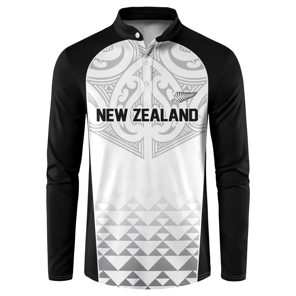 World Football 2026 New Zealand Custom Button Sweatshirt All White Fern Maori Tribal - Aussie Hoodie