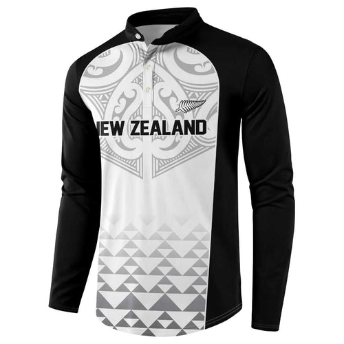 World Football 2026 New Zealand Custom Button Sweatshirt All White Fern Maori Tribal - Aussie Hoodie