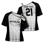 World Football 2026 New Zealand Custom Cross Shoulder Shirt All White Fern Maori Tribal - Aussie Hoodie