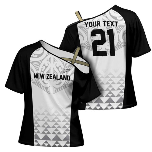 World Football 2026 New Zealand Custom Cross Shoulder Shirt All White Fern Maori Tribal - Aussie Hoodie