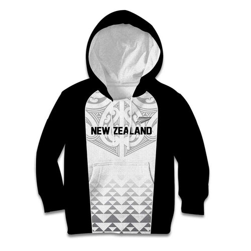World Football 2026 New Zealand Custom Kid Hoodie All White Fern Maori Tribal - Aussie Hoodie