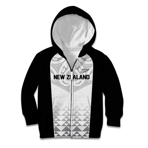 World Football 2026 New Zealand Custom Kid Hoodie All White Fern Maori Tribal - Aussie Hoodie