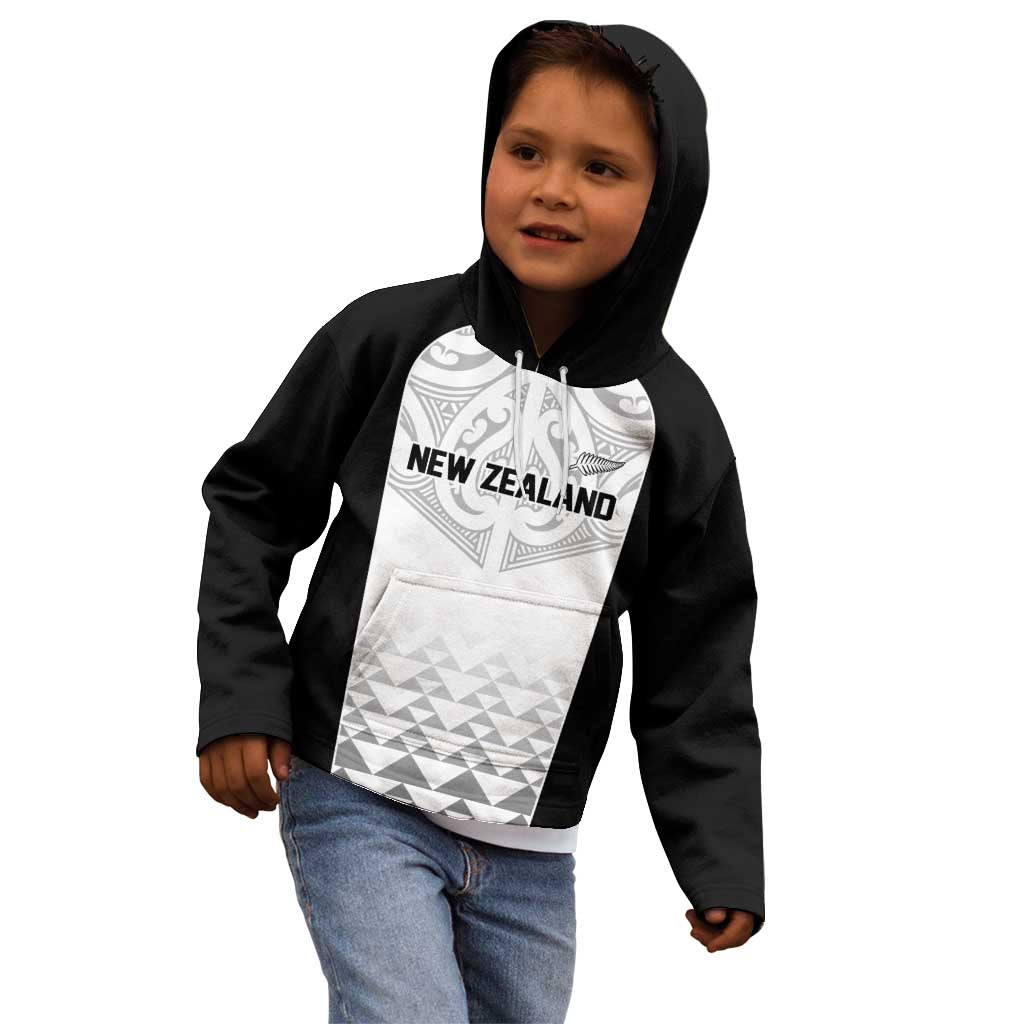 World Football 2026 New Zealand Custom Kid Hoodie All White Fern Maori Tribal - Aussie Hoodie