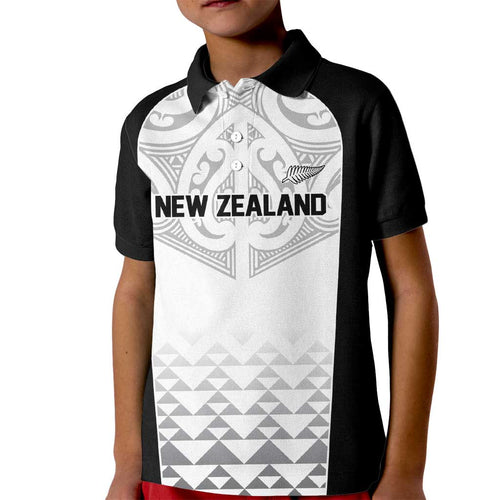 World Football 2026 New Zealand Custom Kid Polo Shirt All White Fern Maori Tribal - Aussie Hoodie
