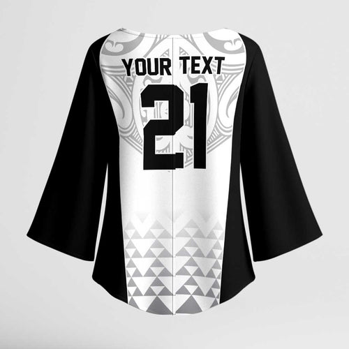World Football 2026 New Zealand Custom Kimono Sleeve Blouse All White Fern Maori Tribal - Aussie Hoodie