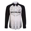 World Football 2026 New Zealand Custom Long Sleeve Button Shirt All White Fern Maori Tribal - Aussie Hoodie