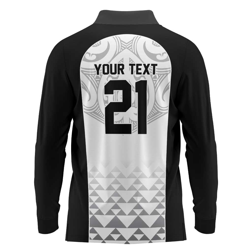 World Football 2026 New Zealand Custom Long Sleeve Polo Shirt All White Fern Maori Tribal - Aussie Hoodie