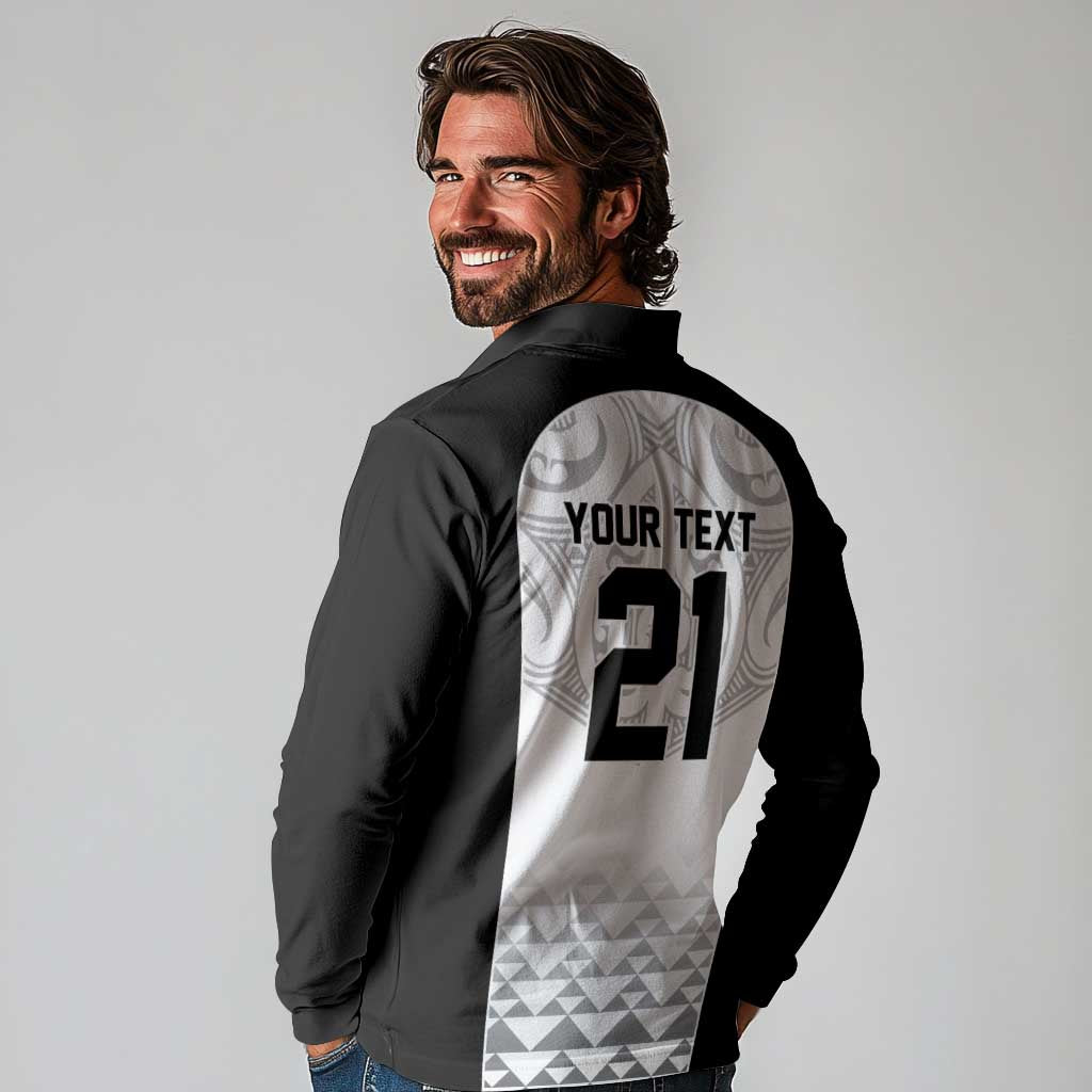 World Football 2026 New Zealand Custom Long Sleeve Polo Shirt All White Fern Maori Tribal - Aussie Hoodie