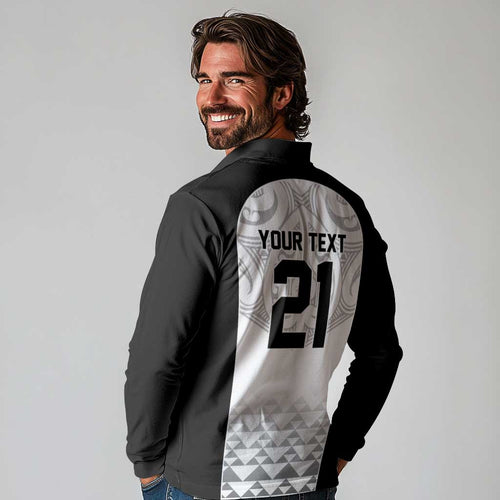 World Football 2026 New Zealand Custom Long Sleeve Polo Shirt All White Fern Maori Tribal - Aussie Hoodie