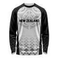World Football 2026 New Zealand Custom Long Sleeve Shirt All White Fern Maori Tribal - Aussie Hoodie