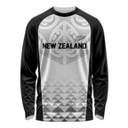 World Football 2026 New Zealand Custom Long Sleeve Shirt All White Fern Maori Tribal - Aussie Hoodie