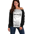 World Football 2026 New Zealand Custom Off Shoulder Sweater All White Fern Maori Tribal - Aussie Hoodie