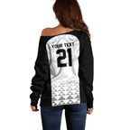 World Football 2026 New Zealand Custom Off Shoulder Sweater All White Fern Maori Tribal - Aussie Hoodie