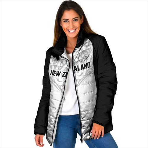 World Football 2026 New Zealand Custom Padded Jacket All White Fern Maori Tribal - Aussie Hoodie
