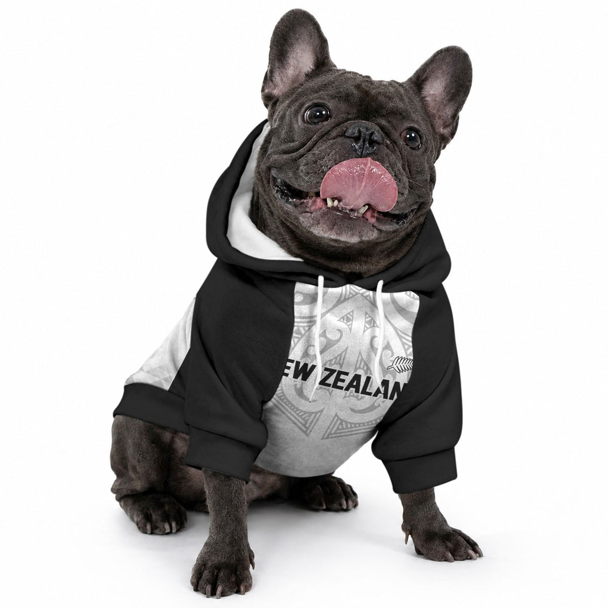 World Football 2026 New Zealand Custom Pet Hoodie All White Fern Maori Tribal