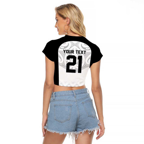 World Football 2026 New Zealand Custom Raglan Cropped T Shirt All White Fern Maori Tribal - Aussie Hoodie