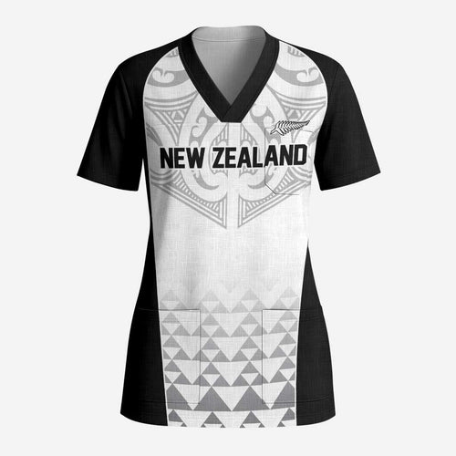 World Football 2026 New Zealand Custom Scrub Top All White Fern Maori Tribal - Aussie Hoodie