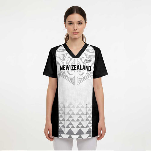World Football 2026 New Zealand Custom Scrub Top All White Fern Maori Tribal - Aussie Hoodie
