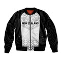 World Football 2026 New Zealand Custom Sleeve Zip Bomber Jacket All White Fern Maori Tribal - Aussie Hoodie