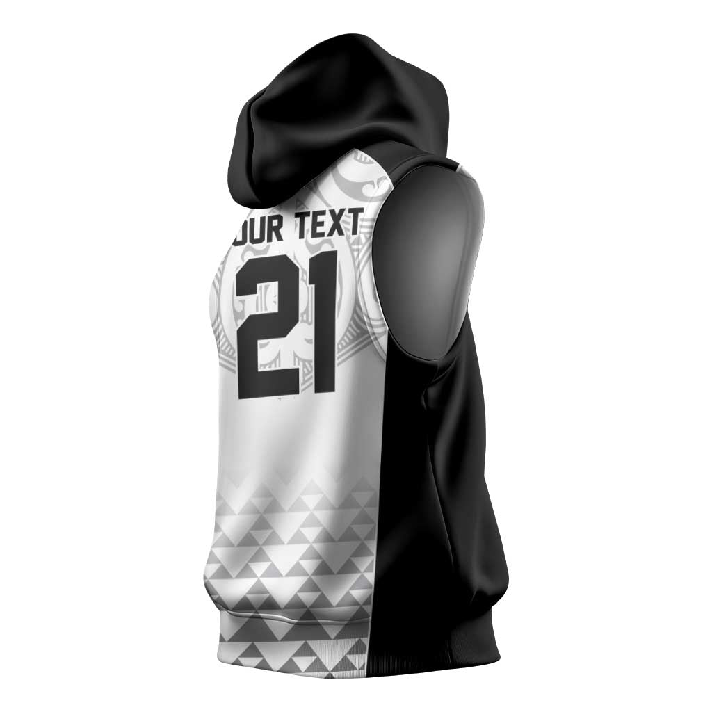 World Football 2026 New Zealand Custom Sleeveless Hoodie All White Fern Maori Tribal - Aussie Hoodie