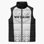 World Football 2026 New Zealand Custom Sleeveless Puffer Jacket All White Fern Maori Tribal - Aussie Hoodie