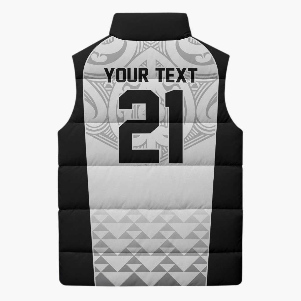 World Football 2026 New Zealand Custom Sleeveless Puffer Jacket All White Fern Maori Tribal - Aussie Hoodie