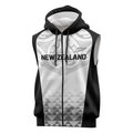 World Football 2026 New Zealand Custom Sleeveless Zip Hoodie All White Fern Maori Tribal - Aussie Hoodie