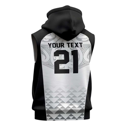 World Football 2026 New Zealand Custom Sleeveless Zip Hoodie All White Fern Maori Tribal - Aussie Hoodie
