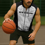World Football 2026 New Zealand Custom Sleeveless Zip Hoodie All White Fern Maori Tribal - Aussie Hoodie