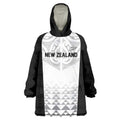 World Football 2026 New Zealand Custom Wearable Blanket Hoodie All White Fern Maori Tribal - Aussie Hoodie